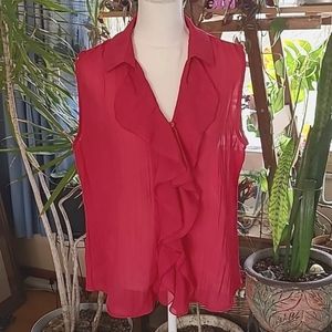 Style&Co. Hot Pink Ruffle Sleeveless Blouse Adult 14